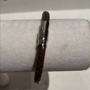 Brown Braided Leather Bracelet